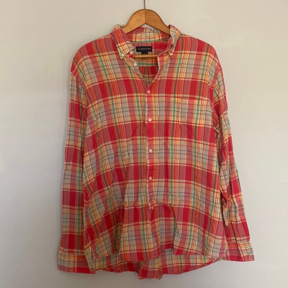 Lands’ End Multicolor Men’s Button Down Size Large